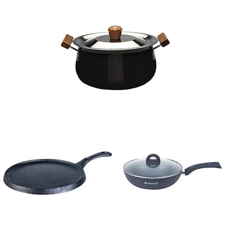 Buy Wonderchef - Handi with Lid, 3.5 Litres/21cm, Black/Brown ...