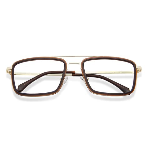 Gold Brown Full Rim Rectangle Lenskart Air Comfort VC E11289-C7 Eyeglasses