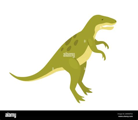 Green raptor dinosaur. Prehistoric animal, jungle reptiles group ...