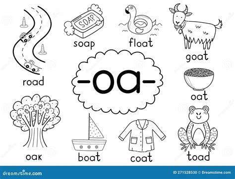 Oa Digraph Spelling Rule Black and White Educational Poster for Kids ...