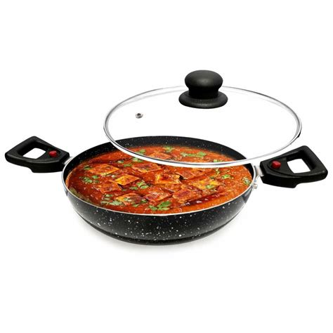 ARAMEX Non Stick Deep Kadai 24cm / Thickness 2.6mm Induction Base [2 ...