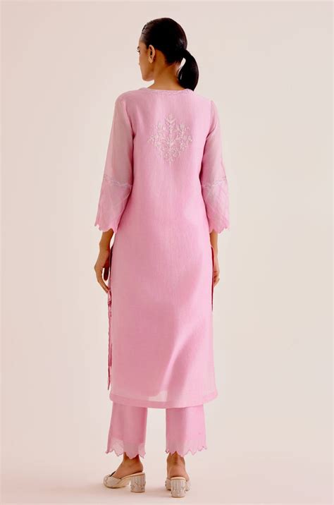 Devnaagri - Alia Bhatt in Pink Silk Chanderi Dori Embroidered Kurta Set