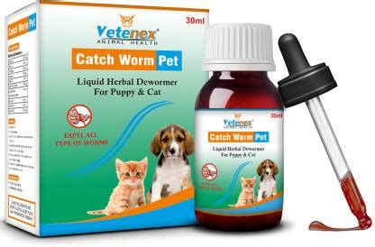 VETENEX Catch Worm Pet - Herbal Dewormer For Puppy and Cats - 30 ML Pet ...