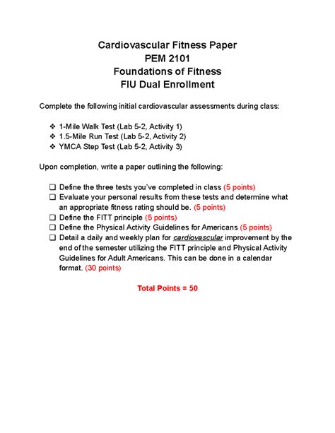 DE Cardiovascular Physical Fitness Paper Rubric - Cardiovascular ...