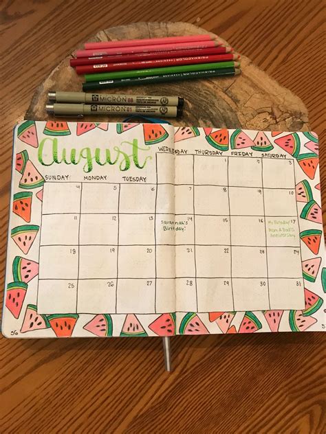 Calendar Ideas August