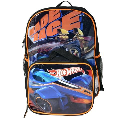 Hot Wheels 16" Durable Backpack with Insulated Lunch Bag and Padded ...