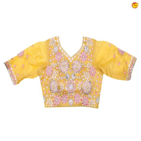 Yellow Jimmy Choo Saree With Semi Stitched Work Blouse – Thenianantham