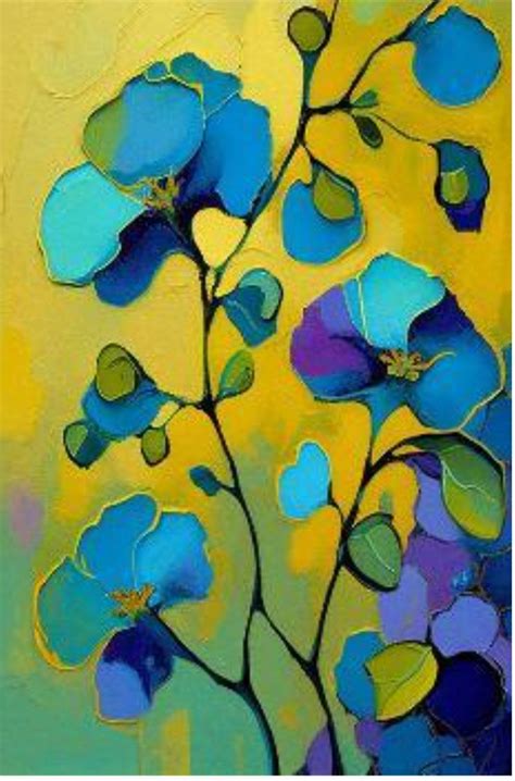 Pin by Наталья on рисование in 2024 | Flower art painting, Abstract floral art, Abstract art ... - painting of blue flowers