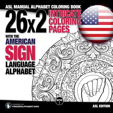 26x2 Intricate Coloring Pages With The American Sign Language Alphabet ...