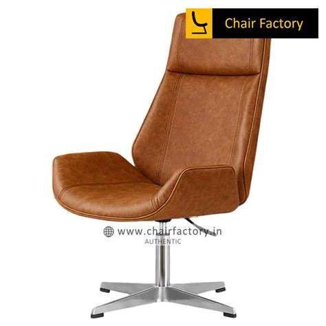 Hilander Revolving High Back Vintage Brown Faux Leather Lounge Chair ...