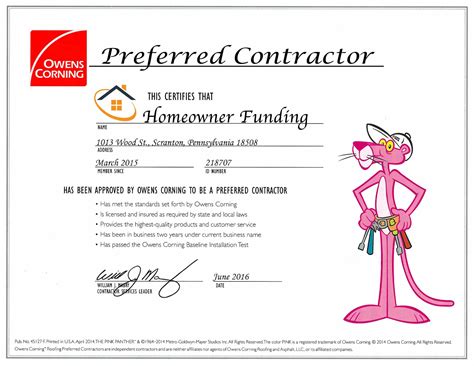 Owens Corning Certified Logo