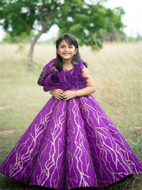Purple Structured Panel Ball Gown with Embossing Bows and Hand Embroid