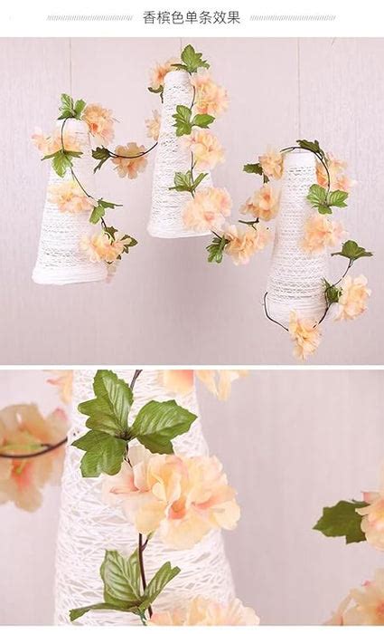 Artificial Cherry Blossom Rattan Flowers(Peach) Wall Hanging Decorativ ...