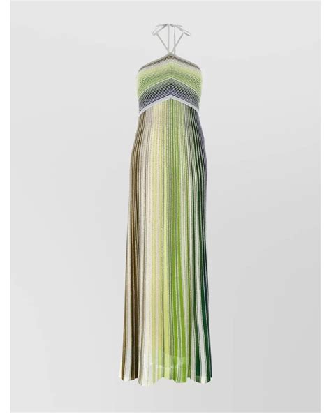 Missoni Sequin Long Dress Striped Pattern in Green | Lyst
