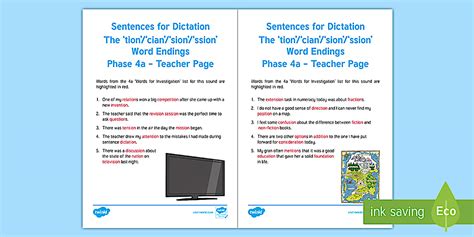 Northern Ireland Linguistic Phonics Stage 5 and 6, Phase 4a, 'tion ...