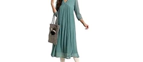 Janasya Women's Green Poly Chiffon Self Design Flared Western Dress ...