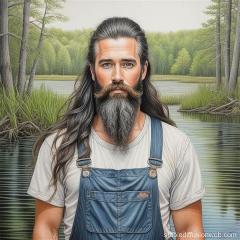 Hillbilly with Long Black Hair and Beard | Stable Diffusion Online