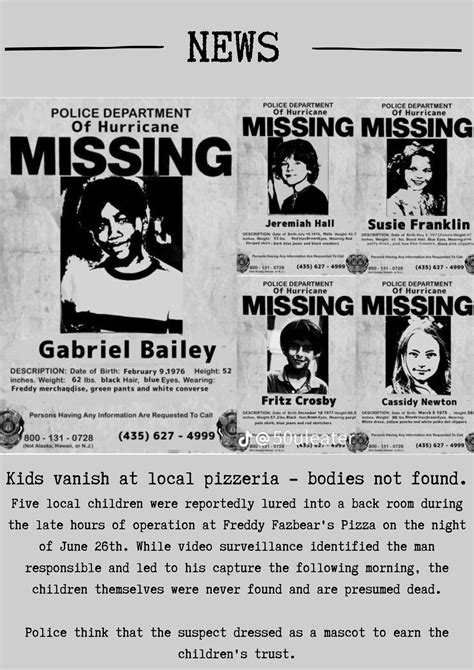 Missing Kids News | Fnaf missing children posters, Horror poster for ...