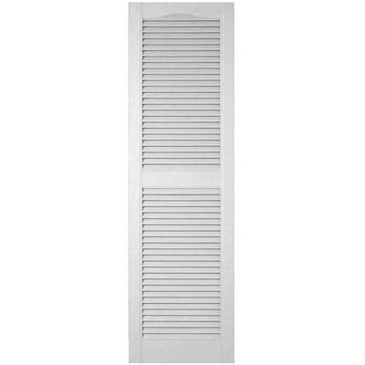 White Lifetime Custom Cathedral Top Center Mullion Exterior Shutters at ...