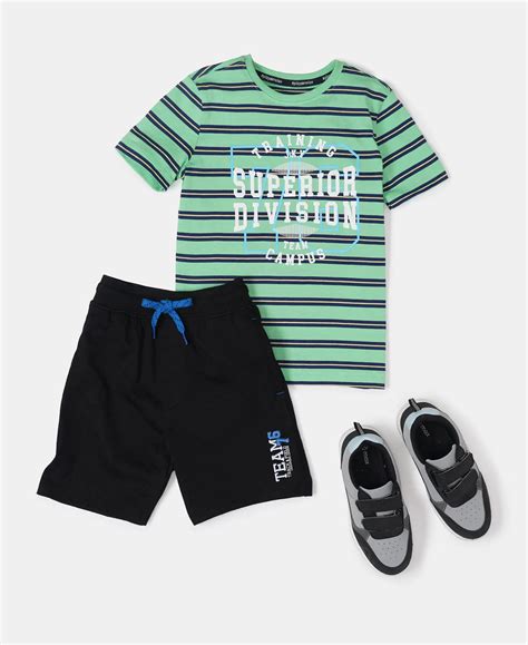 Buy Boy's Super Combed Cotton Rich Graphic Printed Shorts - Black AB12 ...