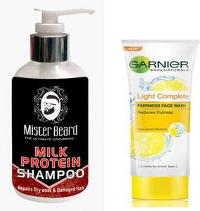 Mister Beard Milk Protein Shampoo With Garnier Light Complete Fairness ...