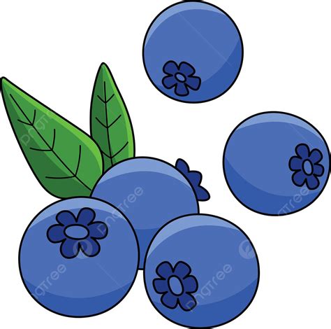 Blueberry Fruit Cartoon Colored Clipart Image Toddler Hand Drawn Vector ...