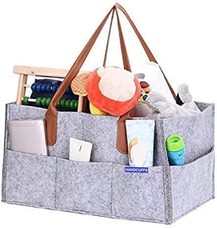 Buy OCEANEVO Cute Felt Diaper Caddy Organizer Bag with Lid and ...