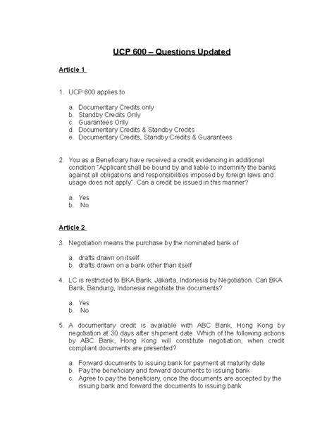 UCP600 - Updated - UCP 600 questios - UCP 600 – Questions Updated ...