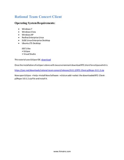 Rational Team Concert (RTC) installation and setup guide | PDF