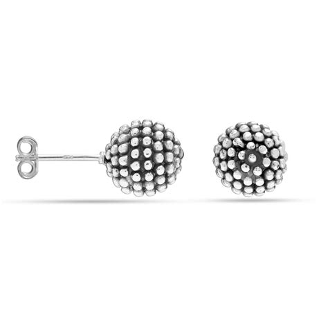 LeCalla - Buy 925 Sterling Silver Caviar Beaded Stud Earrings for Women ...