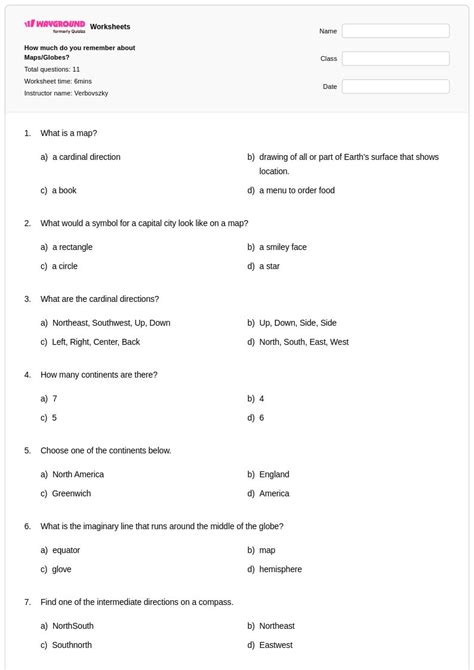 50+ Maps and Globes worksheets for Class 4 on Wayground | Free & Printable