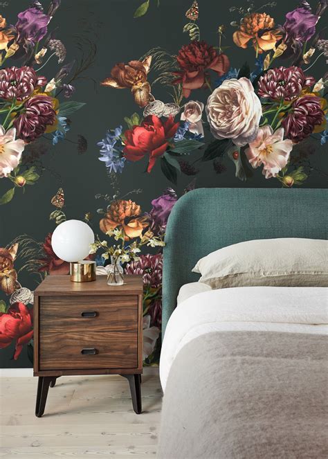 Large Dutch Floral Print Wallpaper for Modern Home Decor or Accent Wall