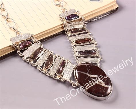 Buy Petrified Wood & Rough Kyanite Statement Necklace – Handmade ...