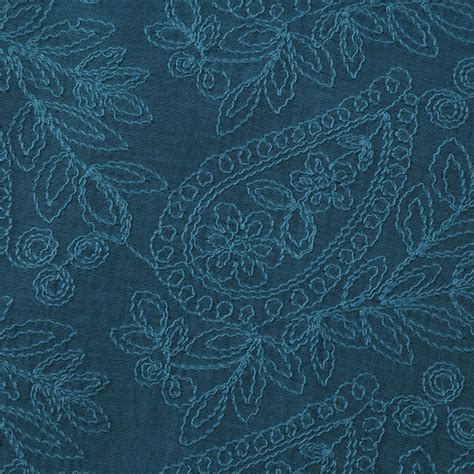 Buy Air Force Blue Color Embroidered Fine Chanderi Fabric 75327-D/2 | FFAB