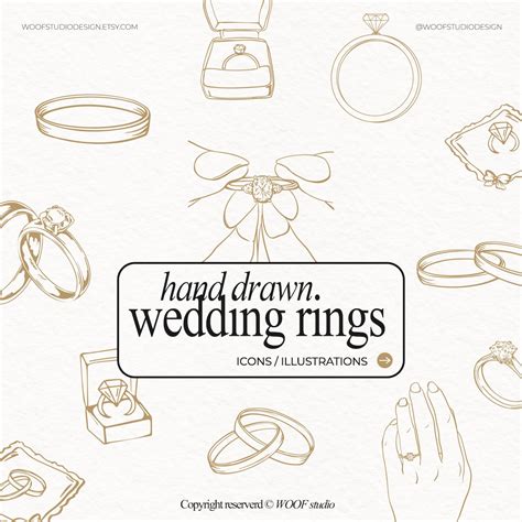 Hand Drawn Wedding Ring SVG Icons | Handdrawn Wedding Clipart Wedding ...