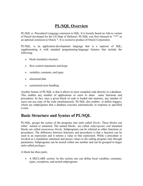 Image result for PL/SQL Basic Structure