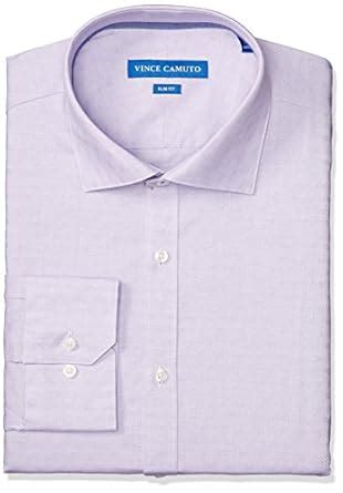 Vince Camuto Men's Slim Fit Performance Purple Geo Dobby Dress Shirt ...