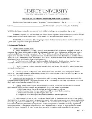Fillable Online MPH STUDENT PRACTICUM AGREEMENT - Liberty University ...