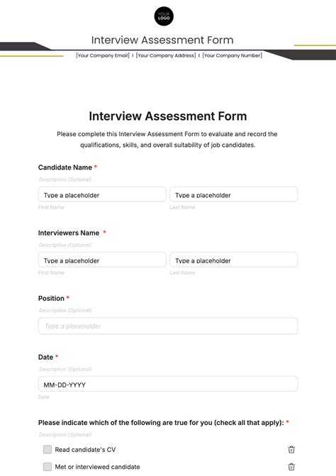 Image result for Interview Form Format
