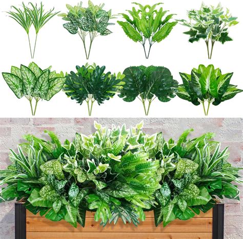 Amazon.com: obbsie 16 Bunches Fake Plants Outdoor UV Resistant ...