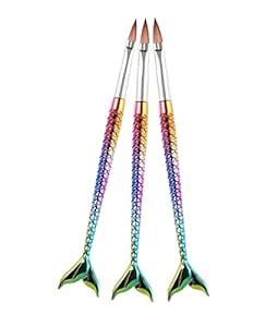 Buy D.B.Z. ® Acrylic Nail Art Brush 3 Pcs Set Mermaid Handle Nail ...