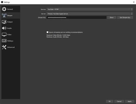Image result for OBS Stream Key