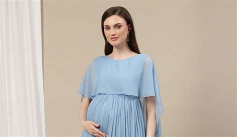 Buy Sky Blue Maternity Long Gown Dress