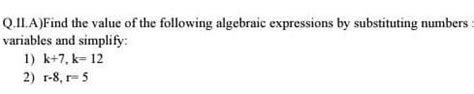 find the value of the following algebraic expressions by substituting ...