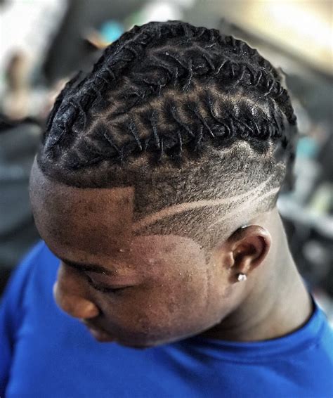 Braided dreads with design | Dread hairstyles for men, Dreads short ...