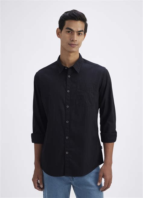 Men Black Full Sleeve Shirt | Pepe Jeans India