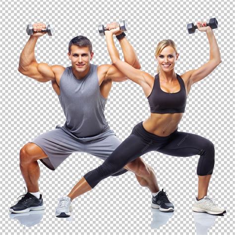 Premium PSD | Fitness couple doing exercise isolated on transparent ...