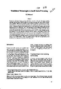 Traditional Technologies in Small Grain Processing - OAR@ICRISAT