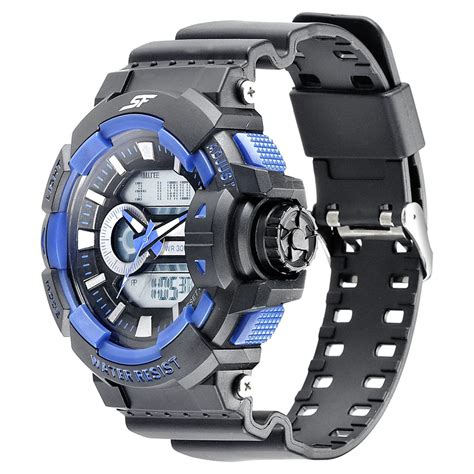 Buy Online SF Quartz Analog Digital Black Dial PU Strap Watch for Men ...