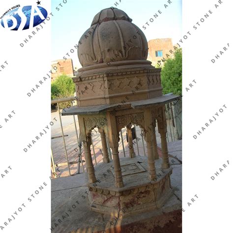 Beige Travertine Hand Carved Gazebo – Dharajyot Stone Art